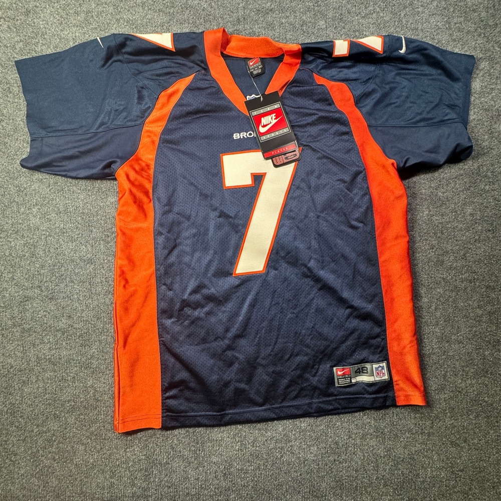 John Elway 7 Denver Broncos Nike Jersey Mens 48 Blue Vintage 90s NFL Orange